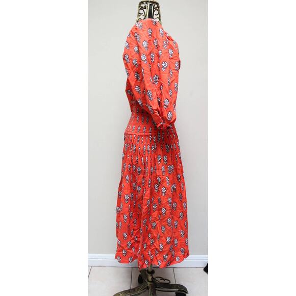 Rhode Resort Red Harper Daisy Smocked Off Shoulder Puff Maxi Dress Size Small - Picture 5 of 6